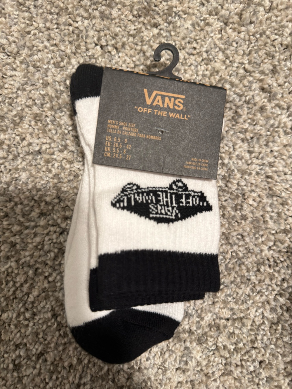 Vans Black & White Crew Athletic Socks with Logo